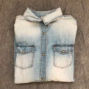 Girls Denim Button-Up